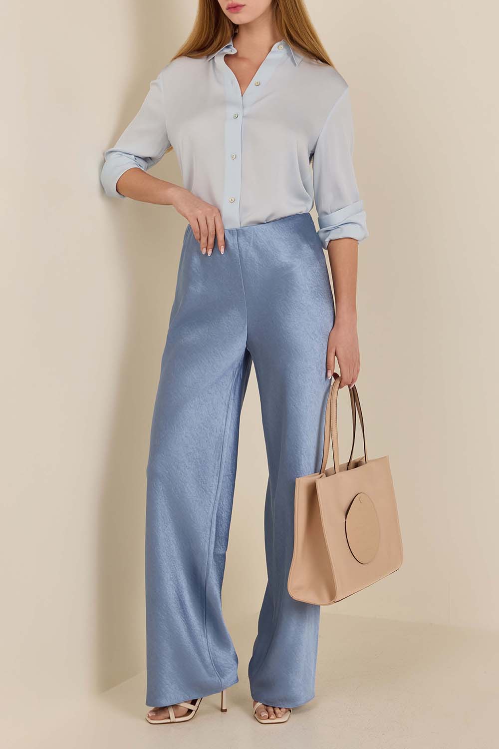 מכנסי סאטן בגזרה גבוהה